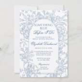 ヴィンテージフランスのブルーフローラトワールブライダルシャワー 招待状 (正面)