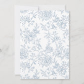 ヴィンテージフランスのブルーフローラトワールブライダルシャワー 招待状 (裏面)