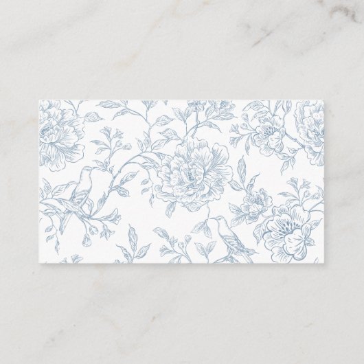 ヴィンテージフランスのブルーフローラトワールブライダルレシピ エンクロージャーカード (裏面)