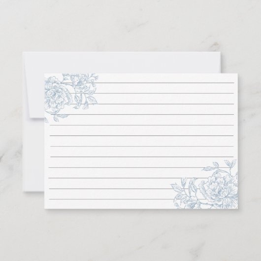 ヴィンテージフランスのブルーフローラトワールレシピカード 招待状 (裏面)