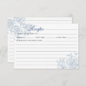 ヴィンテージフランスのブルーフローラトワールレシピカード 招待状 (正面/裏面)