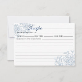 ヴィンテージフランスのブルーフローラトワールレシピカード 招待状