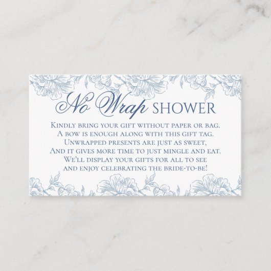 ヴィンテージフランスのブルーフローラトワールNoラップシャワー エンクロージャーカード (正面)