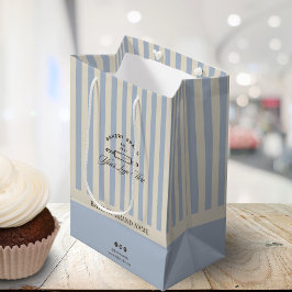 ヴィンテージフランスのブルーベーカリービジネスロゴブランド ミディアムペーパーバッグ