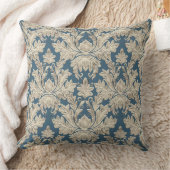 ヴィンテージフランスのブルー素朴ウッドダエレガントマスク クッション (ブランケット)