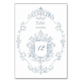 ヴィンテージフランスのブルー結婚のフレーム テーブルナンバー (正面)
