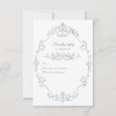 ヴィンテージフランスのブルー結婚のフレーム 出欠カード (正面)