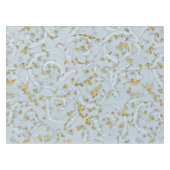 ヴィンテージフランスのブルー金ゴールドスクロエレガントールシック テーブルクロス (正面(横))