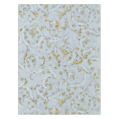 ヴィンテージフランスのブルー金ゴールドスクロエレガントールシック テーブルクロス (正面)