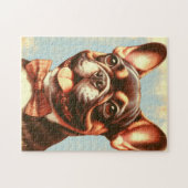 ヴィンテージフランスのブル絵画ドッグポートレート ジグソーパズル (横)