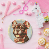 ヴィンテージフランスのブル絵画ドッグポートレート ペーパープレート (パーティー)