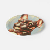 ヴィンテージフランスのブル絵画ドッグポートレート ペーパープレート (アングル)