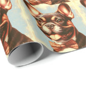 ヴィンテージフランスのブル絵画ドッグポートレート ラッピングペーパー (ロールコーナー)