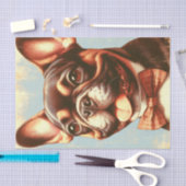 ヴィンテージフランスのブル絵画ドッグポートレート 薄葉紙 (クラフト)