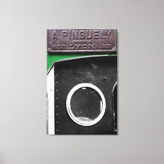 ヴィンテージフランスのプラーク1909蒸気機関キャンバス キャンバスプリント (正面)