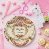 ヴィンテージフランスのベビーシャワーバラnフローラつる植物 ペーパープレート (パーティー)