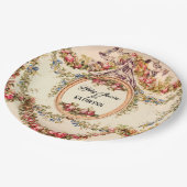 ヴィンテージフランスのベビーシャワーバラnフローラつる植物 ペーパープレート (アングル)