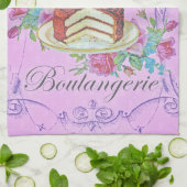 ヴィンテージフランスのベーカリーチョコレートケーキ広告 キッチンタオル (折り畳み)