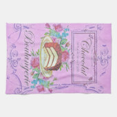 ヴィンテージフランスのベーカリーチョコレートケーキ広告 キッチンタオル (横)