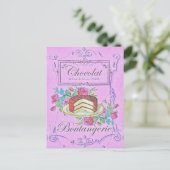 ヴィンテージフランスのベーカリーチョコレートケーキ広告 ポストカード (スタンド正面)