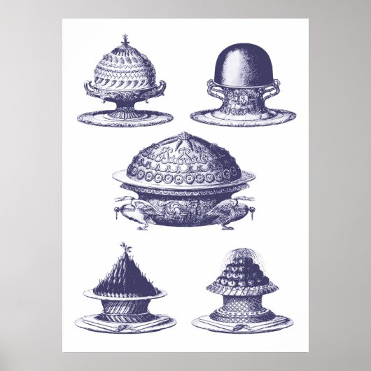 ヴィンテージフランスのベーカリーペストリーショップサイン – ケーキ ポスター (正面)