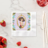 ヴィンテージフランスのペーパーナプキン 縁ありカクテルナプキン (インサイチュ)