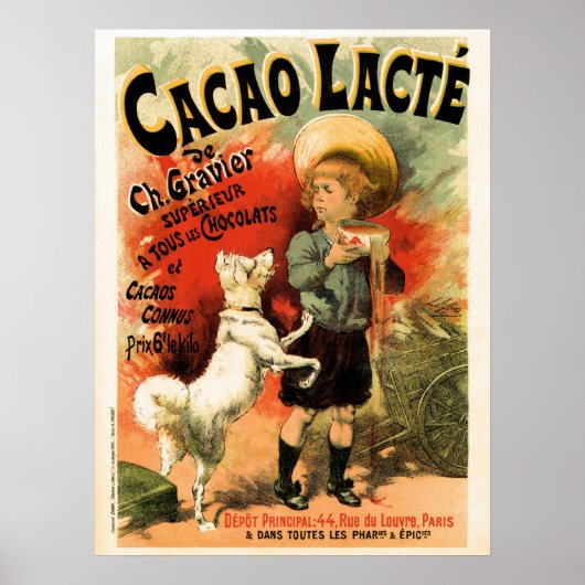ヴィンテージフランスのホットチョコレート飲料 ポスター (正面)