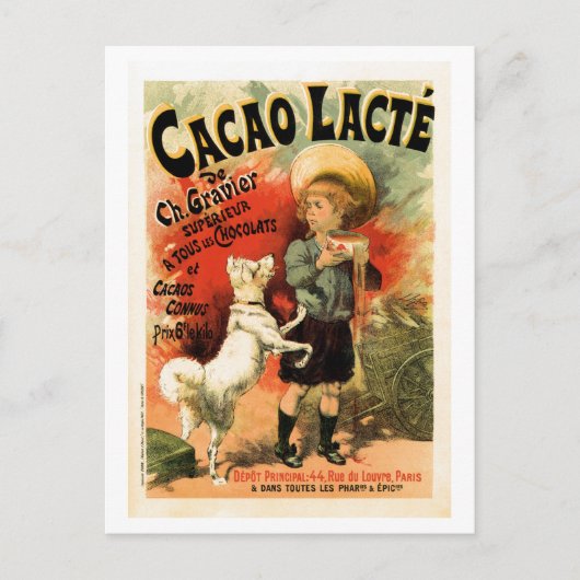 ヴィンテージフランスのホットチョコレート飲料 ポストカード (正面)