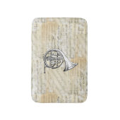 ヴィンテージフランスのホーンシート音楽浴敷物 バスマット (正面縦)