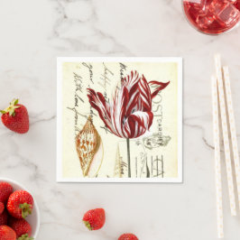 ヴィンテージフランスのボタニカルチューリップパリティーパーティー スタンダードカクテルナプキン