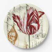 ヴィンテージフランスのボタニカルチューリップパリティーパーティー ペーパープレート (正面)