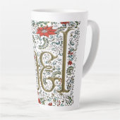 ヴィンテージフランスのポインセチアjoyeux noel カフェラテマグ (右アングル)