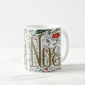 ヴィンテージフランスのポインセチアjoyeux noel コーヒーマグカップ (正面右)