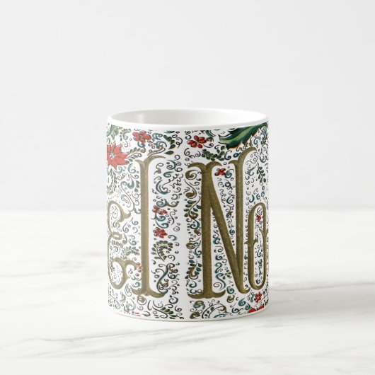 ヴィンテージフランスのポインセチアjoyeux noel コーヒーマグカップ (中央)