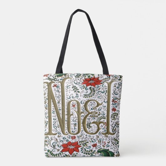 ヴィンテージフランスのポインセチアjoyeux noel トートバッグ (裏面)