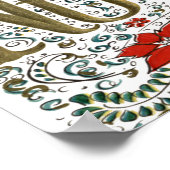 ヴィンテージフランスのポインセチアjoyeux noel ポスター (角)