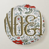 ヴィンテージフランスのポインセチアjoyeux noel ラウンドクッション (裏面)