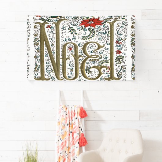 ヴィンテージフランスのポインセチアjoyeux noel 横断幕 (インサイチュ)