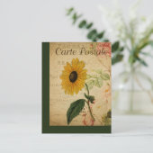 ヴィンテージフランスのポストカードひまわり ポストカード (スタンド正面)