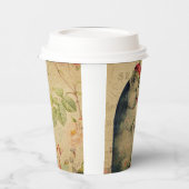 ヴィンテージフランスのポストカードピグ付きクラウンフローラ 紙コップ (左)