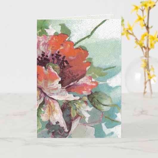 ヴィンテージフランスのポピフラワーありがとう カード (黄色い花)