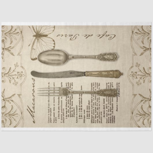 ヴィンテージフランスのマカロンレシピ切り離し 薄葉紙 (正面)