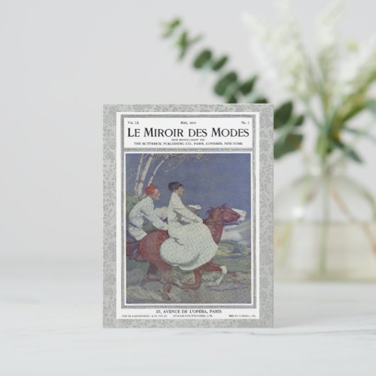 ヴィンテージフランスのマガジンカバー乗馬 ポストカード (スタンド正面)