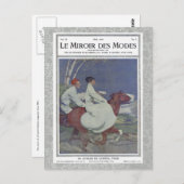 ヴィンテージフランスのマガジンカバー乗馬 ポストカード (正面/裏面)