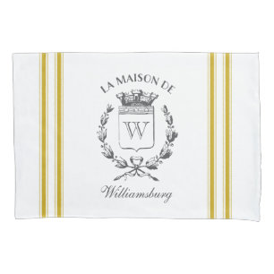 ヴィンテージフランスのマスタードのチッキングテープ枕ケース 枕カバー