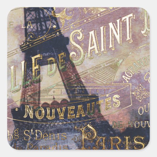 ヴィンテージフランスのラベルとエッフェルタワー スクエアシール (正面)