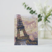 ヴィンテージフランスのラベルとエッフェルタワー ポストカード (スタンド正面)