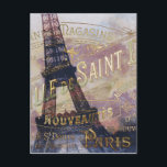 ヴィンテージフランスのラベルとエッフェルタワー ポストカード<br><div class="desc">ヴィンテージフランスのラベルとエッフェルタワーのコラージュ</div>
