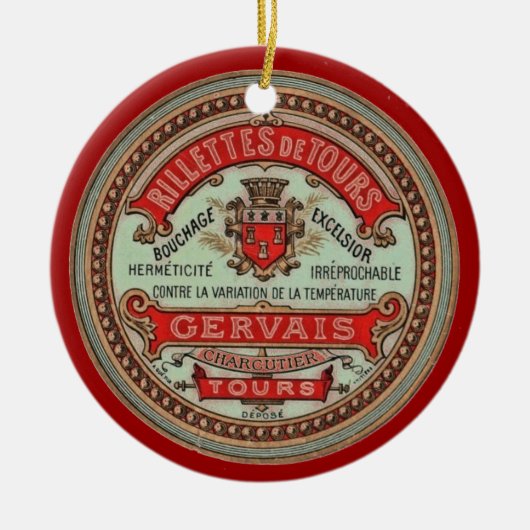 ヴィンテージフランスのラベルのカスタマイズ セラミックオーナメント (正面)
