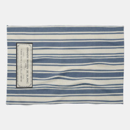 ヴィンテージフランスのラベル(青とクリームのストライプ) キッチンタオル
